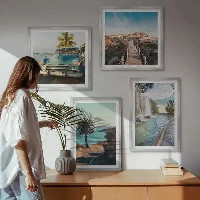 Wanddeko-Set mit Motiv Urlaub Palmen und Wasserfall