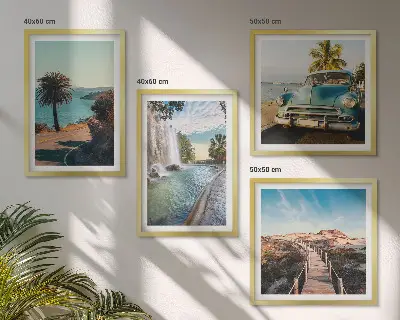 Wanddeko-Set mit Motiv Urlaub Palmen und Wasserfall
