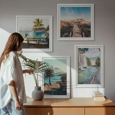 Wanddeko-Set mit Motiv Urlaub Palmen und Wasserfall