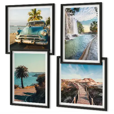 Wanddeko-Set mit Motiv Urlaub Palmen und Wasserfall