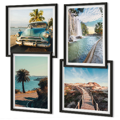 Wanddeko-set Urlaub Palmen Wasserfall