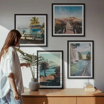 Wanddeko-Set mit Motiv Urlaub Palmen und Wasserfall
