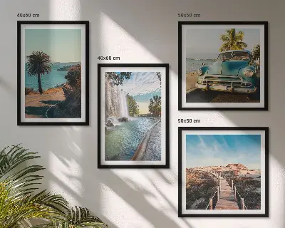 Wanddeko-Set mit Motiv Urlaub Palmen und Wasserfall