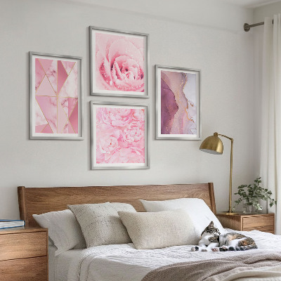 Polyptychon mit rahmen Rosa geometrische Pfingstrosen