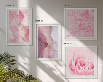 Polyptychon mit rahmen Rosa geometrische Pfingstrosen