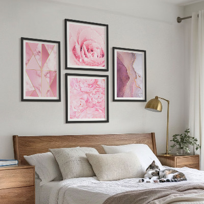 Polyptychon mit rahmen Rosa geometrische Pfingstrosen