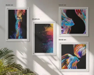 Wanddeko-Set mit bunten abstrakten Motiven, Gesichtern und Formen