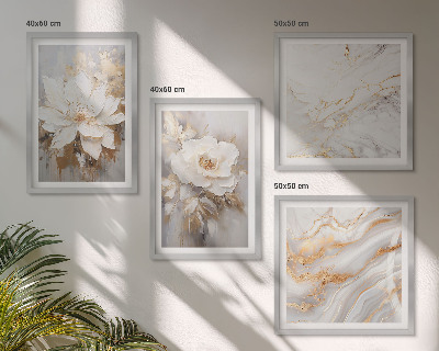 Polyptychon mit rahmen Blumen, heller Hintergrund, Marmormuster