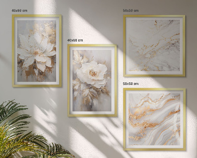 Polyptychon mit rahmen Blumen, heller Hintergrund, Marmormuster