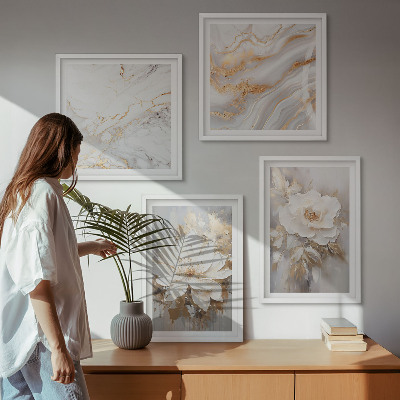 Polyptychon mit rahmen Blumen, heller Hintergrund, Marmormuster