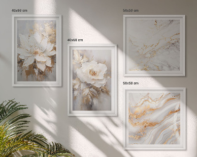 Polyptychon mit rahmen Blumen, heller Hintergrund, Marmormuster