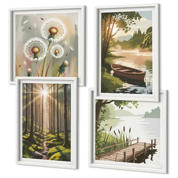 Wanddeko-Set mit Motiv Waldlandschaft am See