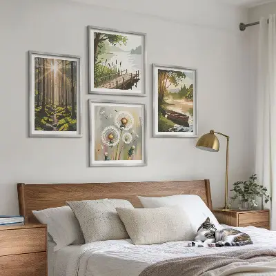 Wanddeko-Set mit Motiv Waldlandschaft am See