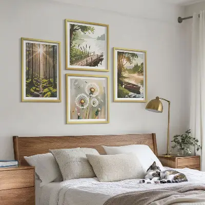 Wanddeko-Set mit Motiv Waldlandschaft am See