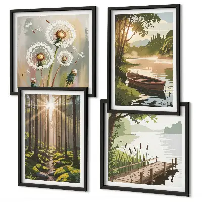 Wanddeko-Set mit Motiv Waldlandschaft am See