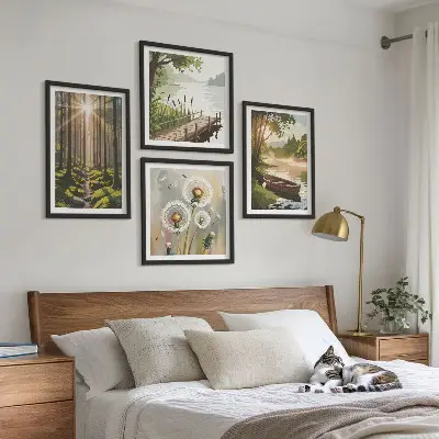 Wanddeko-Set mit Motiv Waldlandschaft am See