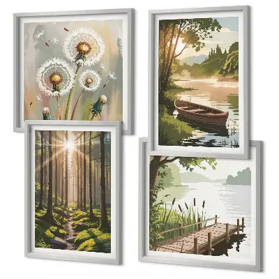 Wanddeko-Set mit Motiv Waldlandschaft am See