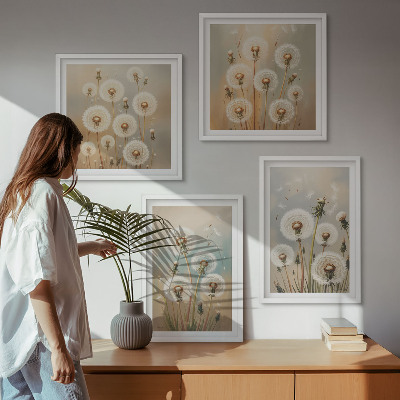 Wanddeko-set Pastellfarbene Löwenzahnblüten