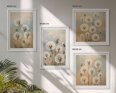 Wanddeko-set Pastellfarbene Löwenzahnblüten