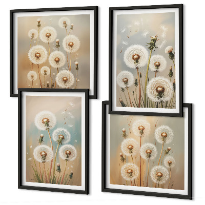 Wanddeko-set Pastellfarbene Löwenzahnblüten