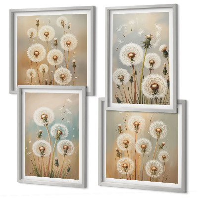 Wanddeko-set Pastellfarbene Löwenzahnblüten