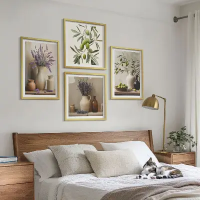 Blumen in Vasen als Wandbild als gerahmtes Polyptychon