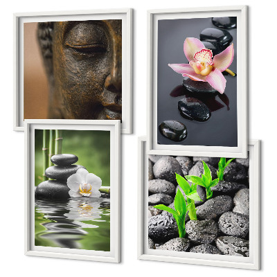 Wanddeko-set Friedliche Zen-Blumen-Buddha-Komposition
