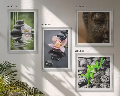 Wanddeko-Set mit friedlicher Zen-Blumen-Buddha-Komposition