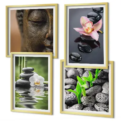 Wanddeko-Set mit friedlicher Zen-Blumen-Buddha-Komposition
