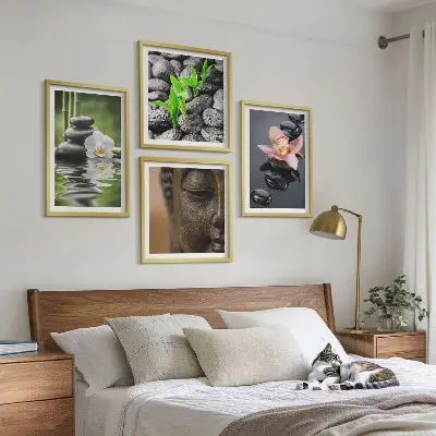 Wanddeko-Set mit friedlicher Zen-Blumen-Buddha-Komposition