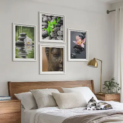 Wanddeko-Set mit friedlicher Zen-Blumen-Buddha-Komposition