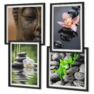 Wanddeko-Set mit friedlicher Zen-Blumen-Buddha-Komposition