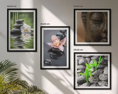 Wanddeko-Set mit friedlicher Zen-Blumen-Buddha-Komposition