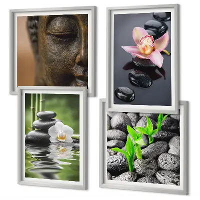 Wanddeko-Set mit friedlicher Zen-Blumen-Buddha-Komposition