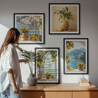 Polyptychon mit rahmen Zitronenblumen aus der Küstenstadt