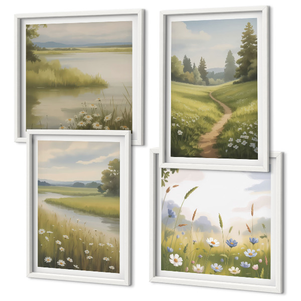 Wanddeko-set Frühlingslandschaft Flusswiese