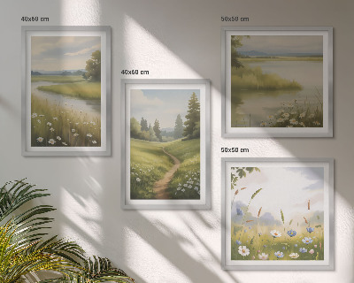 Wanddeko-set Frühlingslandschaft Flusswiese