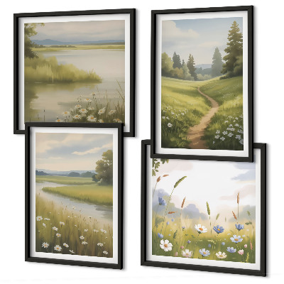 Wanddeko-set Frühlingslandschaft Flusswiese