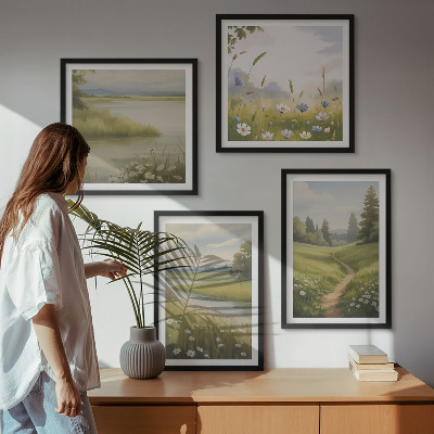 Wanddeko-set Frühlingslandschaft Flusswiese