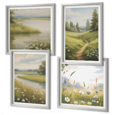 Wanddeko-set Frühlingslandschaft Flusswiese