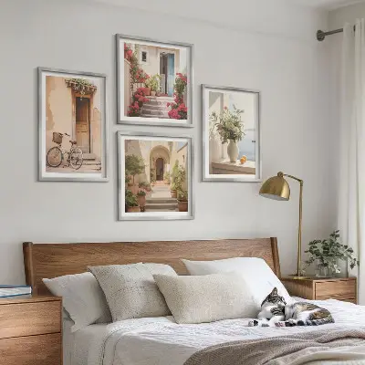 Charmante Küstenstraßen mehrteiliges Wandbild mit Rahmen