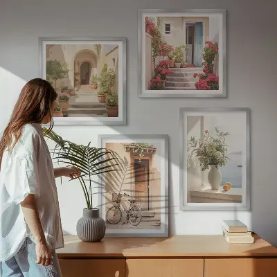 Charmante Küstenstraßen mehrteiliges Wandbild mit Rahmen