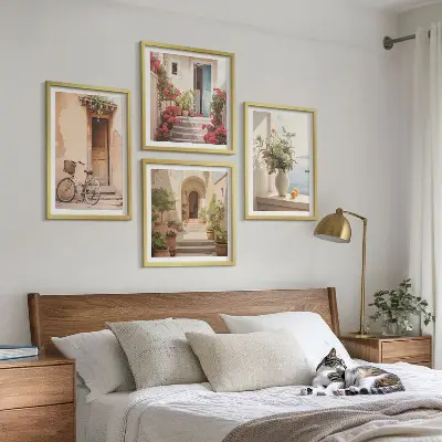 Charmante Küstenstraßen mehrteiliges Wandbild mit Rahmen