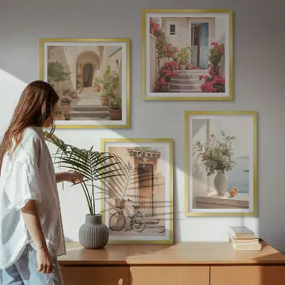 Charmante Küstenstraßen mehrteiliges Wandbild mit Rahmen