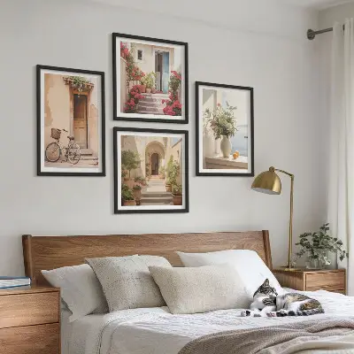 Charmante Küstenstraßen mehrteiliges Wandbild mit Rahmen