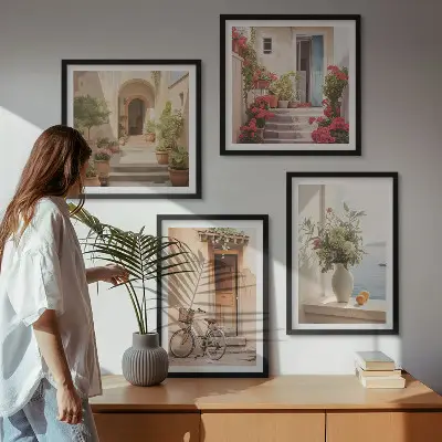 Charmante Küstenstraßen mehrteiliges Wandbild mit Rahmen
