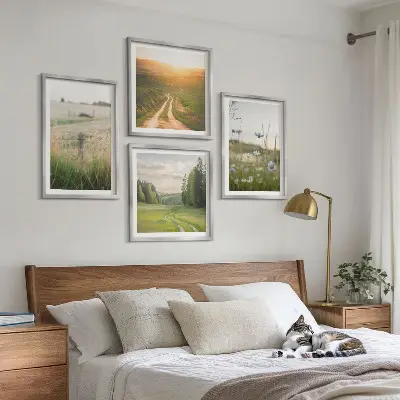 Mehrteiliges Wandbild mit Rahmen Landschaften mit Natur Feldern und Sonne