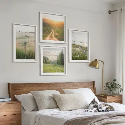 Mehrteiliges Wandbild mit Rahmen Landschaften mit Natur Feldern und Sonne