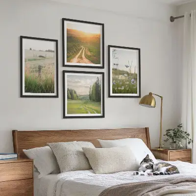 Mehrteiliges Wandbild mit Rahmen Landschaften mit Natur Feldern und Sonne