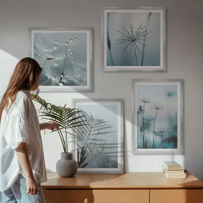 Wanddeko-Set Löwenzahn mit Wassertropfen